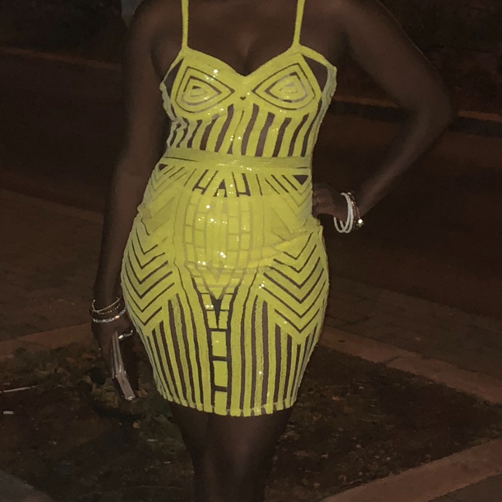 Yellow sequin birthday dress